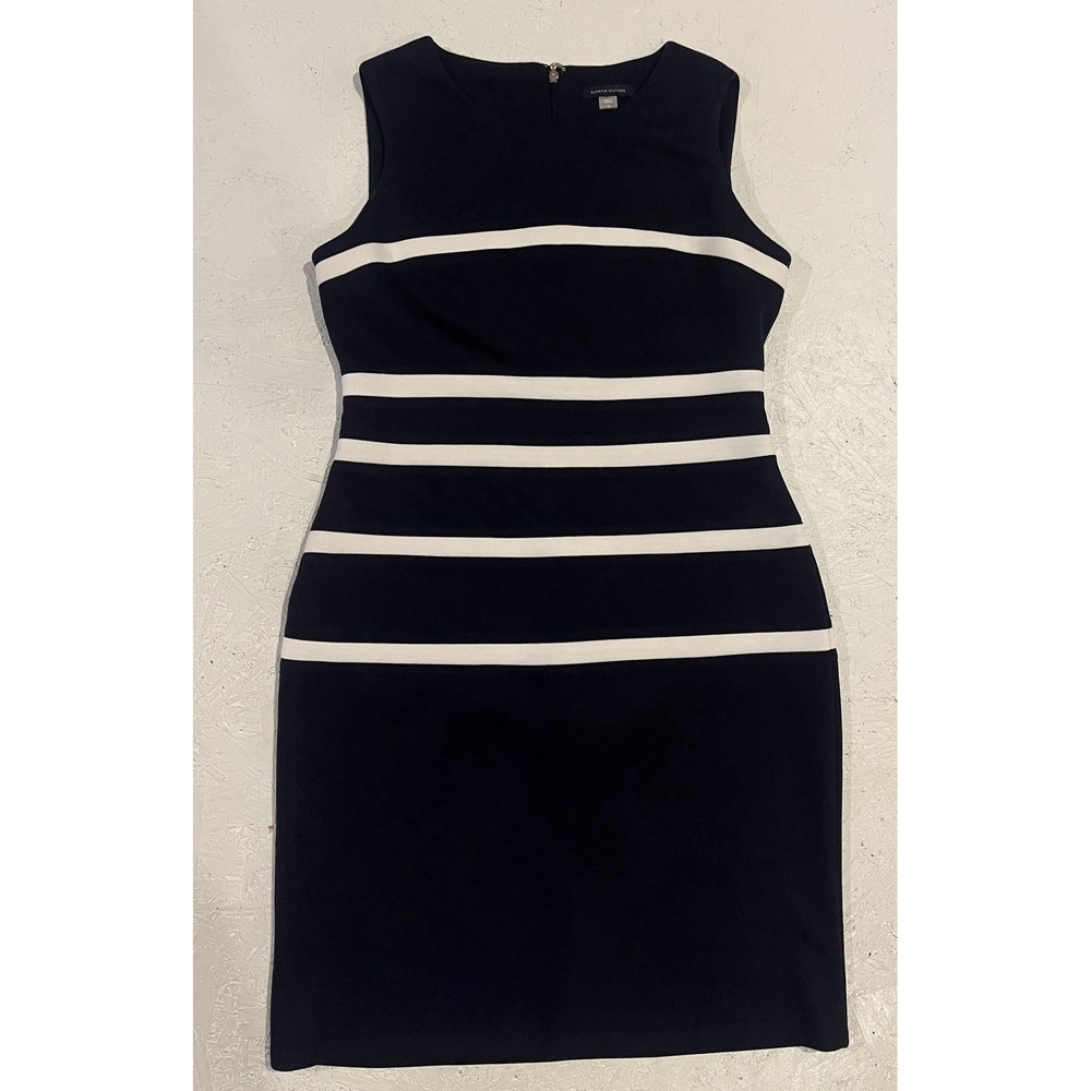 TOMMY HILFIGER $109‎ Womens Navy Blue White Stripe Dress Size 13 Sleeveless